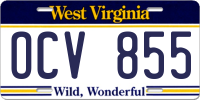 WV license plate OCV855