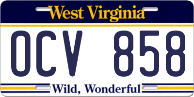 WV license plate OCV858