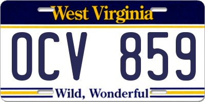 WV license plate OCV859