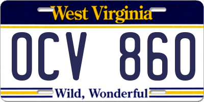 WV license plate OCV860