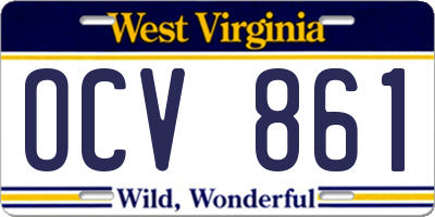 WV license plate OCV861