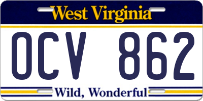 WV license plate OCV862