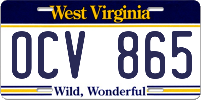 WV license plate OCV865
