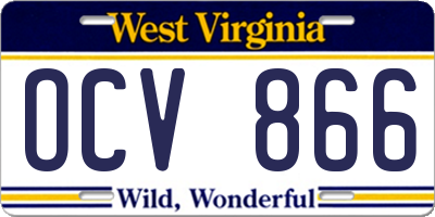 WV license plate OCV866