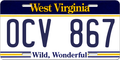 WV license plate OCV867