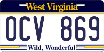 WV license plate OCV869