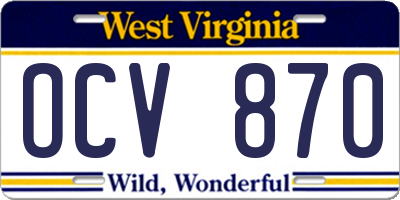 WV license plate OCV870