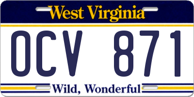 WV license plate OCV871