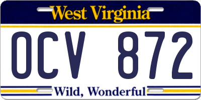 WV license plate OCV872