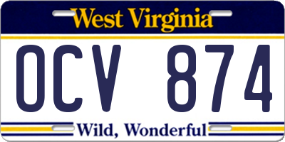 WV license plate OCV874