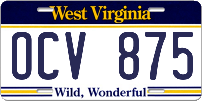 WV license plate OCV875