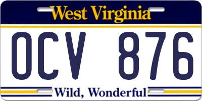 WV license plate OCV876