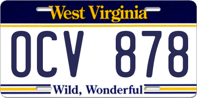 WV license plate OCV878