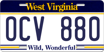 WV license plate OCV880