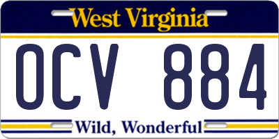 WV license plate OCV884