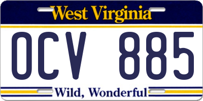 WV license plate OCV885