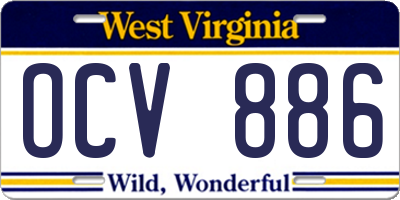 WV license plate OCV886