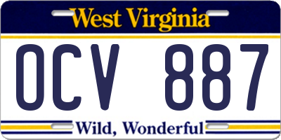 WV license plate OCV887