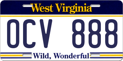 WV license plate OCV888