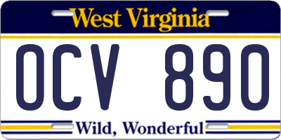 WV license plate OCV890