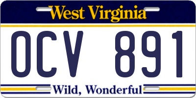 WV license plate OCV891