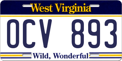 WV license plate OCV893