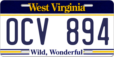 WV license plate OCV894