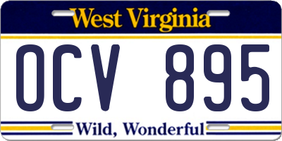WV license plate OCV895
