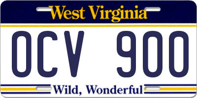 WV license plate OCV900