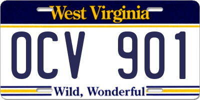 WV license plate OCV901