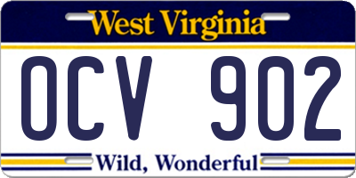WV license plate OCV902