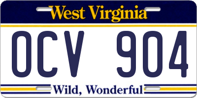 WV license plate OCV904