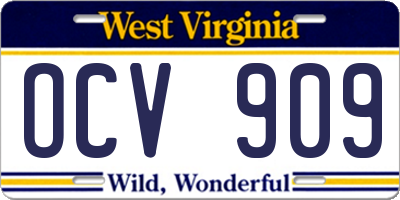 WV license plate OCV909