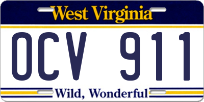 WV license plate OCV911