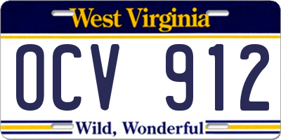 WV license plate OCV912