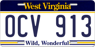 WV license plate OCV913