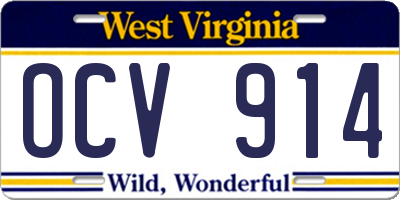 WV license plate OCV914