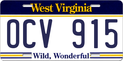 WV license plate OCV915