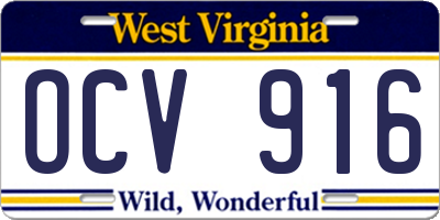 WV license plate OCV916