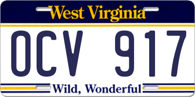 WV license plate OCV917