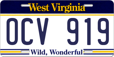 WV license plate OCV919