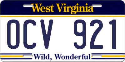 WV license plate OCV921