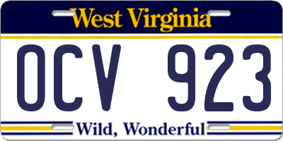 WV license plate OCV923