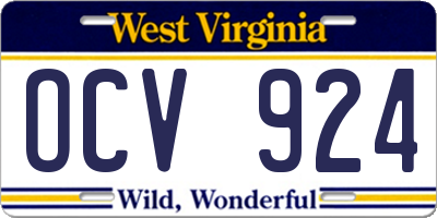 WV license plate OCV924