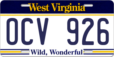 WV license plate OCV926
