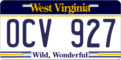 WV license plate OCV927