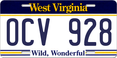 WV license plate OCV928