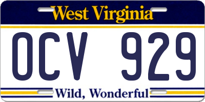 WV license plate OCV929