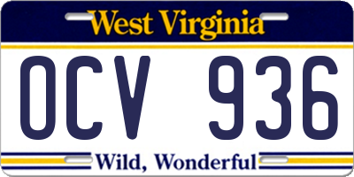 WV license plate OCV936