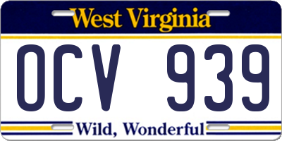WV license plate OCV939